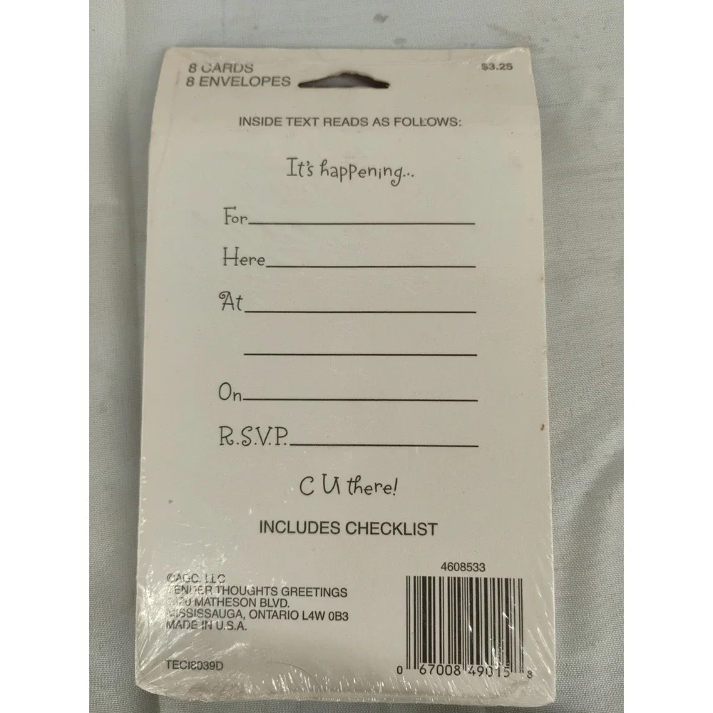 Vtg NOS Tender Thoughts Girl Birthday Party Invitations PINK teenager flower